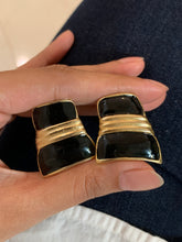 Load image into Gallery viewer, Vintage Black Enamel Haystack Earrings