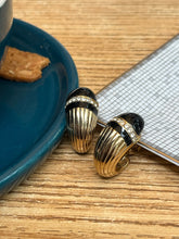 Load image into Gallery viewer, Vintage Black Enamel Lined Hoop Earrings