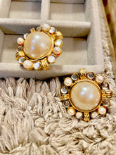 Load image into Gallery viewer, Vintage Oscar De La Renta Pearl &amp; Diamond Earrings