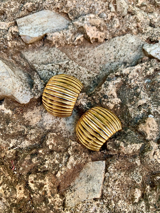 Vintage Givenchy Ribbed Curved Hoops