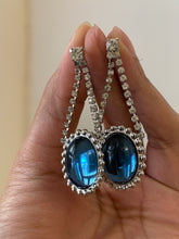 Load image into Gallery viewer, Vintage Sea Blue Diamonte Dangler Earrings