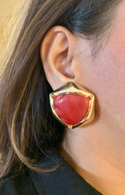 Load image into Gallery viewer, Vintage Chunky Red Leather Earrings