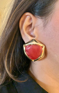 Vintage Chunky Red Leather Earrings