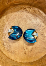 Load image into Gallery viewer, Vintage Blue Enamel Earrings