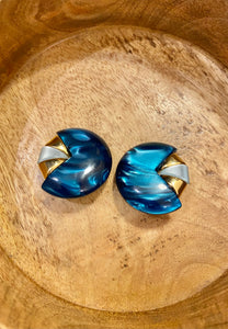 Vintage Blue Enamel Earrings