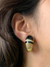 Load image into Gallery viewer, Vintage Black Enamel Lined Hoop Earrings