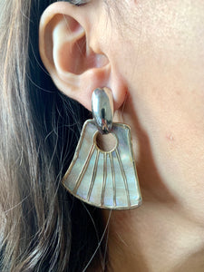 Vintage Mother Of Pearl Fan Earrings