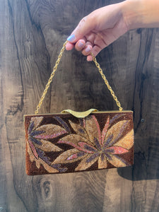 Vintage Brown Hand Stitched Sequenced Bag