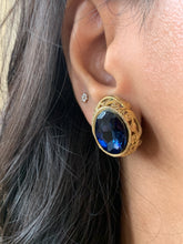 Load image into Gallery viewer, Vintage Blue Stone Filigree Earrings