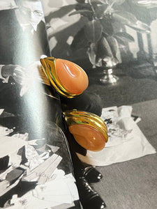 Vintage Peachy Gem Drop Earrings