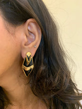 Load image into Gallery viewer, Vintage Black Enamel Geometric Earrings