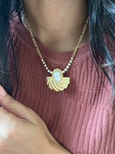 Load image into Gallery viewer, Vintage Diamond Pearl Fan Figaro Necklace