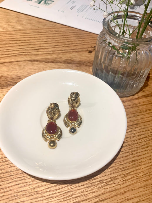 Vintage Red and Gold Dangler Earrings