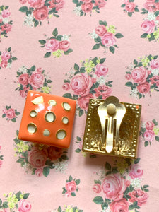 Vintage Orange Dice Earrings