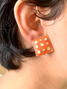 Vintage Orange Dice Earrings