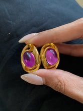Load image into Gallery viewer, Vintage Purple Stone Earrings
