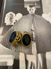 Load image into Gallery viewer, Vintage Blue Stone Filigree Earrings