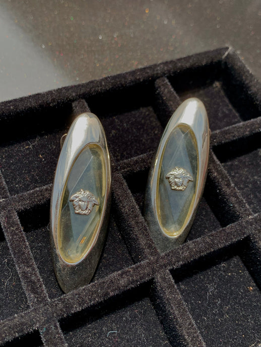 Vintage Gianni Versace Medusa Long Silver Earrings