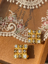 Load image into Gallery viewer, Vintage Block Pearl Diamond Earrings