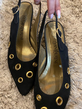 Load image into Gallery viewer, Vintage Yves Saint Laurent Gold Bubble Sling Back Heels