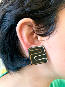 Vintage Abstract Square Earrings