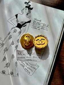 Vintage Chanel Matte Gold CC Earrings