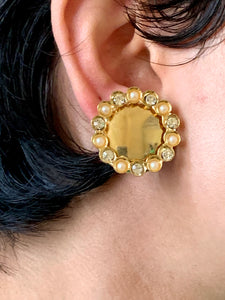 Vintage Gold Flower Pearl Earrings