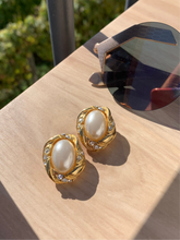 Load image into Gallery viewer, Vintage Pearl &amp; Dimond Oval Earrings