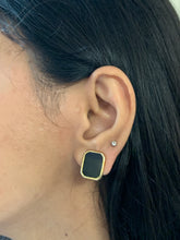 Load image into Gallery viewer, Vintage Black Enamel Block Earrings