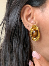 Load image into Gallery viewer, Vintage Brown Stone Spiral Earrings