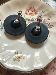 Vintage Green And Black Chunky Earrings