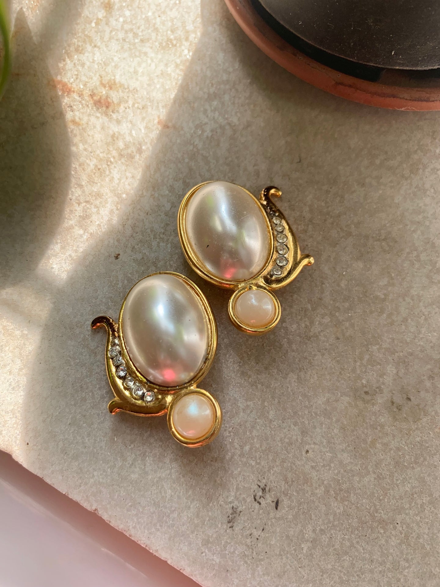 Vintage Pearl Tortoise Earrings