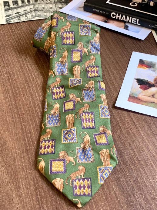 Vintage Salvatore Ferragamo Animal Print Tie