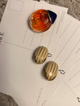 Load image into Gallery viewer, Vintage Cream Enamel Lined Earrings