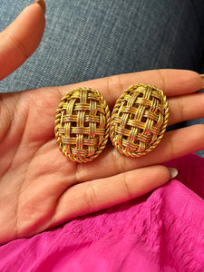 Vintage Chunky Cross Oval Earrings