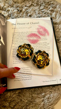 Load image into Gallery viewer, Vintage Chanel Chunky Black Leather CC Earrings