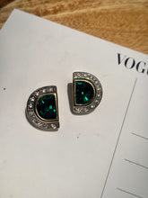 Load image into Gallery viewer, Vintage Crescent Gem Earrings