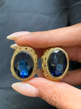 Load image into Gallery viewer, Vintage Blue Stone Filigree Earrings