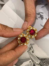 Load image into Gallery viewer, Vintage Red Diamond Earrings
