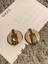 Load image into Gallery viewer, Vintage Beige Enamel Diamond Studded Earrings