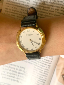 Vintage Christian Dior Gold Leather Watch