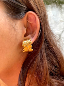 Vintage French Leaf Hoop Earrings