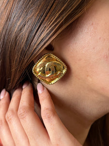 Vintage Chanel CC Diamond Shaped Earrings