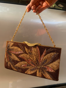Vintage Brown Hand Stitched Sequenced Bag