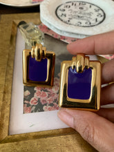 Load image into Gallery viewer, Vintage Blue Rectangular Block Earrings