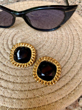 Load image into Gallery viewer, Vintage Celine Chunky Black Stone Earrings