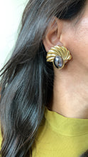 Load image into Gallery viewer, Vintage Gunmetal Fan Earrings