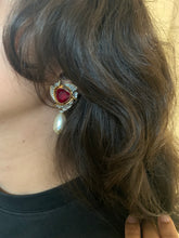 Load image into Gallery viewer, Vintage Swarovski Diamond Pearl Dangler Earrings