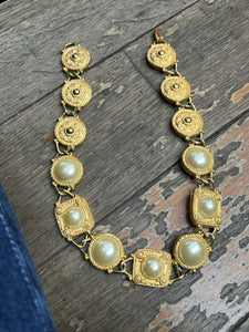 Vintage Baroque Pearl Charm Necklace