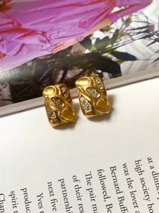 Vintage Rectangular Gold Gem Earrings